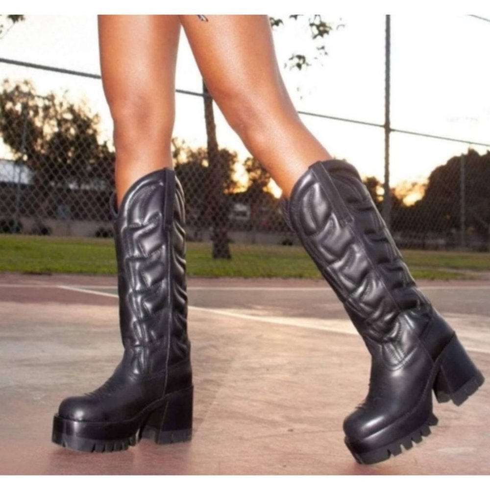 Free People Jeffrey Campbell Honky Tonk Platform Boots in Black